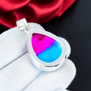 Colgante de turmalina bicolor natural, plata de ley 925, hecho a mano, forma de pera, colgante de piedra preciosa, joyería fina, regalo para mujer - Product Image 3
