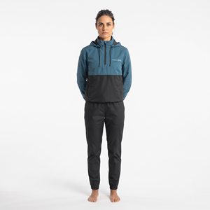 Women's Casual Sports Nylon Quarter <b>Zip</b> <b>Hooded</b> Color Block Tracksuit Regular Fit Jogger Pants Set - Product Image 3