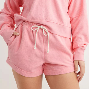 Ensemble de survêtement pour femmes de haute qualité, sweat-shirt et short décontractés à couleur unie pour le printemps et l'automne, 2 pièces - Product Image 3