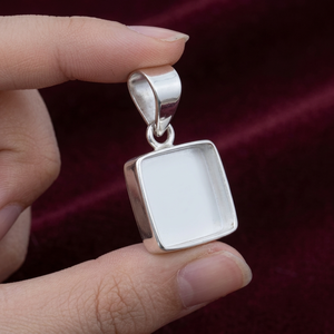 Tending 925 Sterling Silver Square Bezel Pendant Minimalist <b>Blank</b> Stone Setting Charm Geometric Handmade Custom DIY Jewelry - Product Image 4