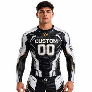 Wholesale High Manufacturer Best Selling MMA Rash Guard Shirt Black White Sublimation Workout Wear Online Sale Rash Guard - Product Image 1