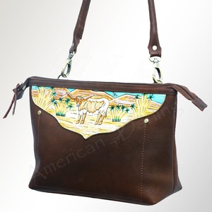 Sling Bag Western Style Cuero Floral Tooled Crossbody Bag Cowgirl Bag Fabricante superior Proveedor Saman Exports - Product Image 2