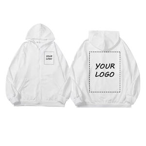 <b>Men's</b> Custom Logo Hoodie Black Cotton Knitted Zipper Front Regular Fit Casual Autumn Wear 300g Printed - Product Image 2