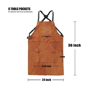 Tablier en cuir véritable à bretelles croisées - Uniforme professionnel pour restaurants et bars - Product Image 1