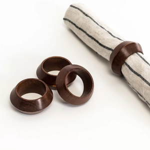 Unique Tapered Wooden Napkin <b>Rings</b> Modern Beveled Wood Serviette Holders Bulk for Luxury Wedding Banquet Dining Table Decoration - Product Image 1