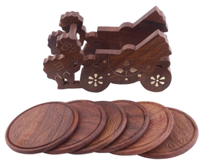 Ensemble de sous-verres écologiques en bois faits à la main pour protéger les tables de cuisine et de salle à manger - Product Image 1