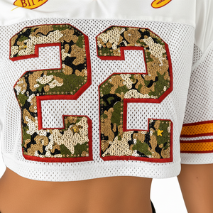 American Football Jersey Shirt Printed Vintage Sport Mesh Retro Number <b>Crop</b> <b>Top</b> <b>Mens</b> Color Block Cropped Oversized Custom Shirts - Product Image 4