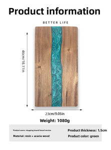Planche à découper ronde en bois et résine époxy, faite à la main, de luxe, épaisseur 1,5 cm, passe au lave-vaisselle, pour la cuisine et la table à manger - Product Image 4