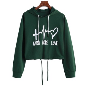 Pull-over en coton Vente en gros Sweat à capuche respirant pour femmes Logo personnalisé Pas cher Sweats à capuche courts pour femmes unis de couleur unie - Product Image 6