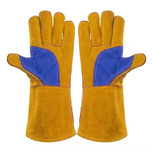Best Performance Heavy Duty Cowhide Split Leather <b>Gloves</b> Abrasion Heat Resistant for Welding BBQ Construction Safety Work - Product Image 3