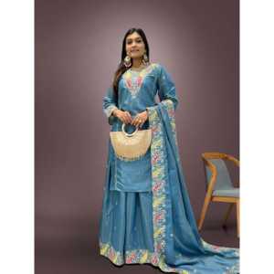 Hermoso conjunto de salwar kameez de rayón (top, pantalón y dupatta) para fiestas, elegante y cómodo de usar. - Product Image 3