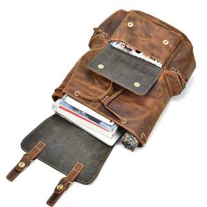 Distressed Genuine Leather Laptop <b>Backpack</b> <b>Waterproof</b> Anti-Theft Travel Rucksack Rugged Leather Bag LBP-0360 - Product Image 6