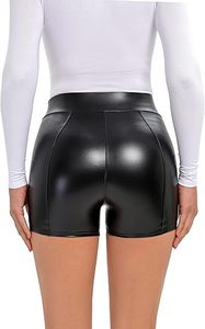 Shorts de motard en similicuir pour femmes, design personnalisé, en cuir PU extensible, shorts de mode, vente en gros, OEM ODM, directement de l'usine - Product Image 2
