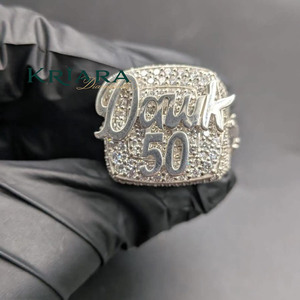 Bague pour homme en argent 925 avec diamant de laboratoire taille brillant rond, style hip-hop, Dawk 50, bijou cadeau - Product Image 2