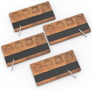 Reusable Eco-Friendly Wooden Wine Beer Cocktail Whiskey Glass Holder for Home Parties Modern Luxury Bar Tray - Product Image 4