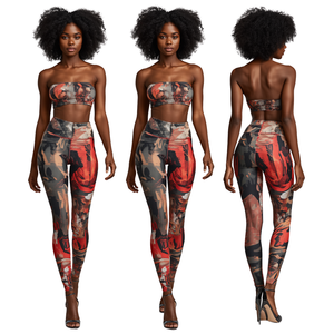 Women High Waist Printed Spandex/Polyester Breathable Anti-Bacterial <b>Fleece</b> Knee-Length Summer Premium Activewear <b>Leggings</b> - Product Image 4