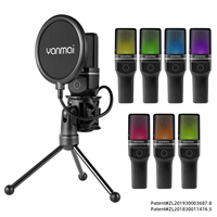 Microphone à condensateur USB pour enregistrement, streaming de jeux, podcast, éclairage RGB, filaire, réduction du bruit, haute sensibilité