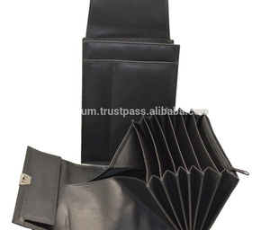 Portefeuille long en cuir véritable avec fermeture à boucle métallique, design minimaliste multifonctionnel unisexe - Product Image 2