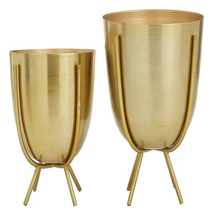 Metal Indoor Outdoor Planter Small And <b>Large</b> Small Planter <b>Pot</b> with Removable Stand, Set of 2 Planters - Product Image 5