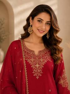 New TENNECY Women's Salwar Kameez <b>Wedding</b> Party Wear Two-Tone Sequences <b>Top</b> Pallazo Dupatta Set All Seasons Quick Dry - Product Image 6