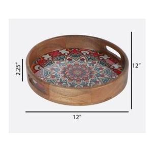 Plateau de service en bois de qualité supérieure, style Art déco, pour la maison, la cuisine, le café, le thé, les collations, les mariages, avec une finition élégante - Product Image 4