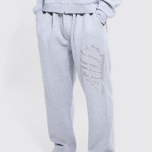 Conjunto Deportivo Gris con Capucha para Hombre, Sudadera con Cremallera Completa, Ropa Casual Estilo Otoño, 100% Algodón, Diseño de Esqueleto en Relieve - Product Image 5