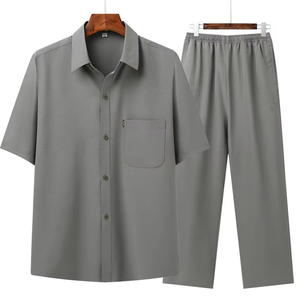 Conjunto de 2 Piezas para Hombre, Estilo Británico Casual, Verano 2023, Secado Rápido, Poliéster, Camisa de Manga Corta y Pantalones Cortos - Product Image 5