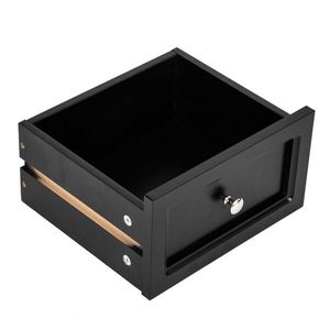 Comodino a Due Ripiani in Stile Country, Grande Dimensione, Nero, Arredamento Camera da Letto - Product Image 5