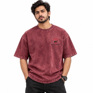 เสื้อยืดโอเวอร์ไซส์ผ้าฝ้ายนุ่มพิมพ์ลายตามสั่ง สไตล์สตรีทแวร์ลำลองทันสมัยสำหรับผู้ชาย เสื้อยืดโอเวอร์ไซส์ผ้าฝ้ายนุ่มพิมพ์ลายแบบ Acidwash สวมใส่สบายทุกวันสำหรับผู้ชาย - Product Image 4