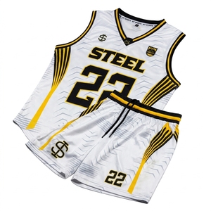 Conjunto de Camiseta y Pantalones Cortos de Baloncesto Sublimados Steel 22, Malla de Poliéster Transpirable, Uniforme Deportivo para Entrenamiento y Juego en Equipo - Product Image 5