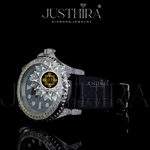 Montre à quartz RLX entièrement sertie de pierres, en alliage, 20 mm, verre saphir, aiguilles chiffres romains, style Hip-Hop, luxe, pour fiançailles, fêtes et mariages - Product Image 3