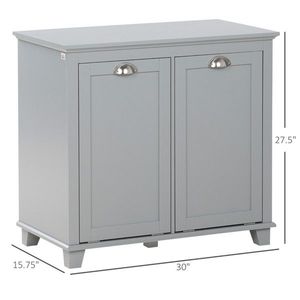 Mobiletto Portabiancheria Grigio con Design Ribaltabile per Organizzazione Bagno - Product Image 2