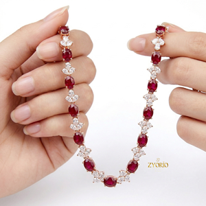 Luxury Natural <b>Ruby</b> Flower Freshwater Collar <b>Necklace</b> 925 Silver 18K Gold Plated Women's Jewelry Engagement Birthday Party - Product Image 2