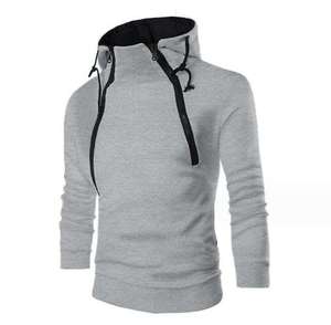 Sudadera con capucha y cremallera lateral, estilo slim fit, ropa técnica urbana para hombre, en oferta. - Product Image 2