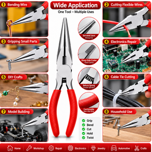 High Precision Needle Nose Pliers Long Nose Wire <b>Cutter</b> Spring Loaded Carbon Steel Hand Tool Wholesale Supplier Factory Price - Product Image 5