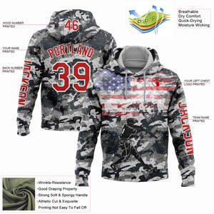 Sudadera con Capucha de Forro Polar con Camuflaje Personalizado, Estampado de Bandera Americana, Nombre y Número Personalizados, Transpirable, de Poliéster, Unisex, Informal para Invierno - Product Image 5