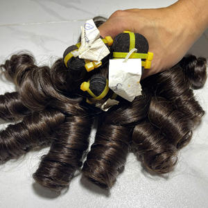 Extensions de cheveux vierges en cheveux humains bouclés et rebondissants, vente en gros, cheveux vietnamiens, cuticules alignées, trame Genius, lot avec fermeture assortie - Product Image 1