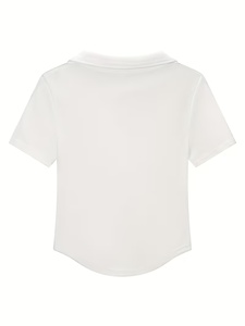 Camiseta Corta de Mujer con Estampado Floral, Transpirable, de Punto, Spandex, Poliéster, Manga Corta, Cuello Redondo, Ajustada, Informal, de Verano - Product Image 4