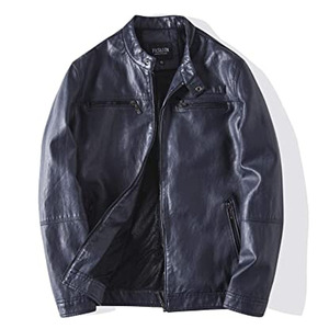 Chaqueta de cuero para moto, corte ajustado, con capucha, para hombre, ropa de cuero para otoño, cierre de cremallera, bolsillos - Product Image 2