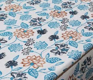 Drap de lit double en coton pur imprimé floral avec housses d'oreiller, bordure turquoise, textile de maison indien - Product Image 4