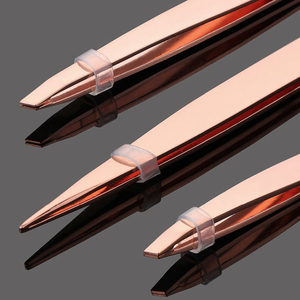 3pcs Eyebrow Tweezer Set Rose Gold with Leather Travel Case Triad Fix Repair Tool Kit Face Hair Removal Make Up Tools - Product Image 2