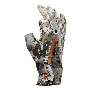 Gants de chasse mi-doigts imprimé camouflage en polyester unisexe pour activités de plein air avec accent orange - Product Image 1