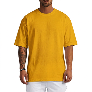T-shirt en coton blanc surdimensionné pour homme, manches courtes, col rond, décontracté, uni, jersey teint, coupe ajustée - Product Image 3