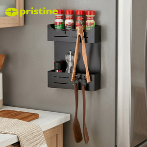 Wholesale Household Storage Rack Metal Housewares 2 tier Magnet Storage Rack shelf with <b>Rubber</b> Magnet <b>Sheet</b> - Product Image 6