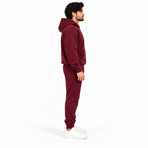 Ensemble de survêtement unisexe tendance en polaire écologique avec logo imprimé par transfert thermique et broderie, idéal pour la gym et le fitness, style vintage - Product Image 2