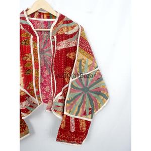 Indian 100% Cotton Hand Block Print <b>Kantha</b> <b>Jackets</b> Patch Work Pure Cotton Women Winter <b>Jackets</b> - Product Image 3