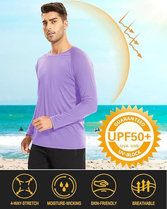 Camiseta de Manga Larga para Hombre, Protección Solar UV, Secado Rápido, para Playa y Pesca, Color Morado - Product Image 2