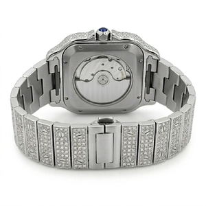 Reloj de lujo para hombre de acero inoxidable con diamantes de moissanita y movimiento personalizado - Product Image 2
