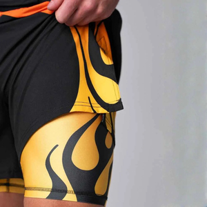 Men's Quick Dry Eco-Friendly Breathable 2-in-1 Sports Shorts Double-<b>Layer</b> Running Anti-Slip Side Pockets <b>Mid</b> Waist Knee-Length - Product Image 6
