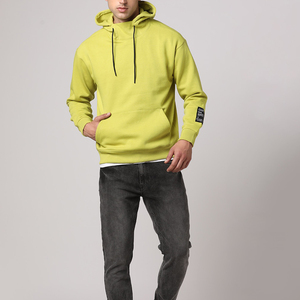 Hooded Sweatshirt Solid Color Full Sleeve Cotton Knitted With Pockets Logo On Left Sleeve Autumn Style - Product Image 2